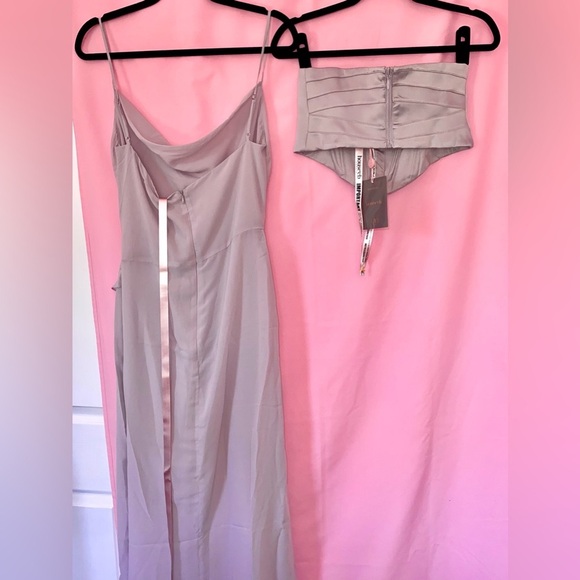 Alexandria w/ Corset House of CB Dress Vienne Lavender Gray Flowy Purple Medium - Picture 3 of 17